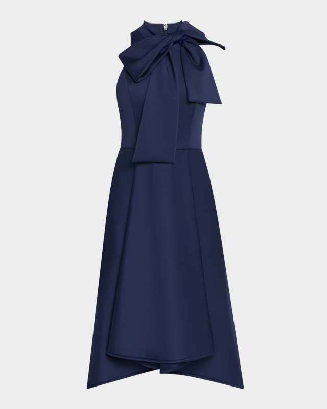 Ara Pleated Bow-Front Midi Dress